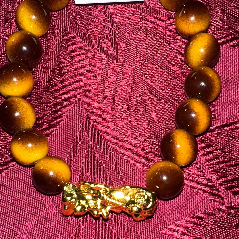 Elegant Gold and Brown Beaded Bracelet - Picture 4 of 4